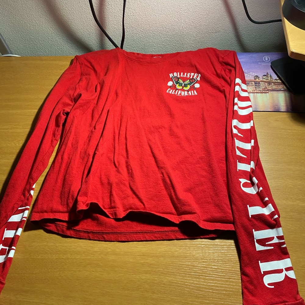 red long sleeve hollister shirt
